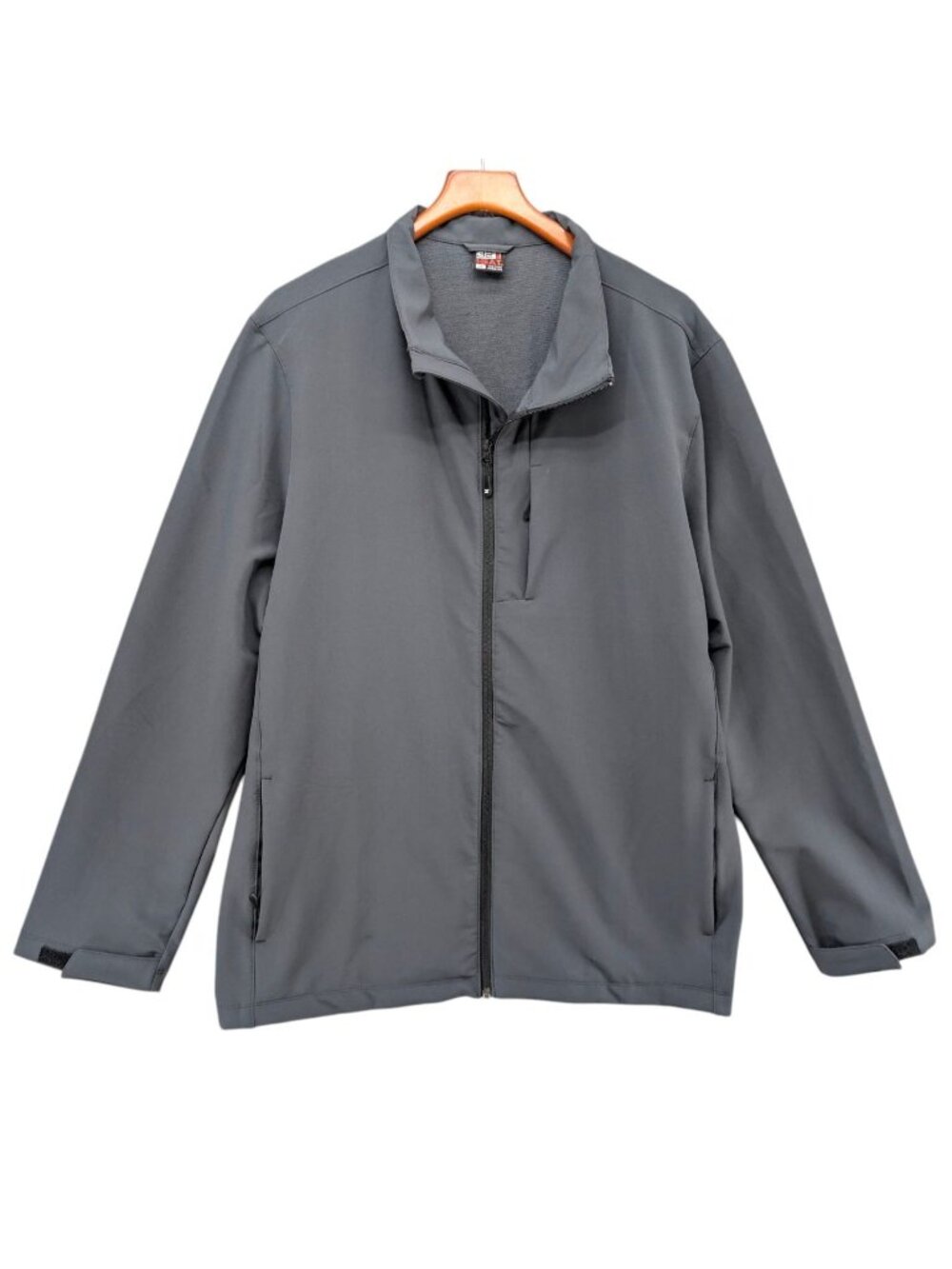 32 Degrees Heat Windbreaker Jacket Mens Grey Full Zip Pockets Stretch Size XXL